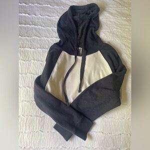 Women's Navy and White Hoodie Sweater